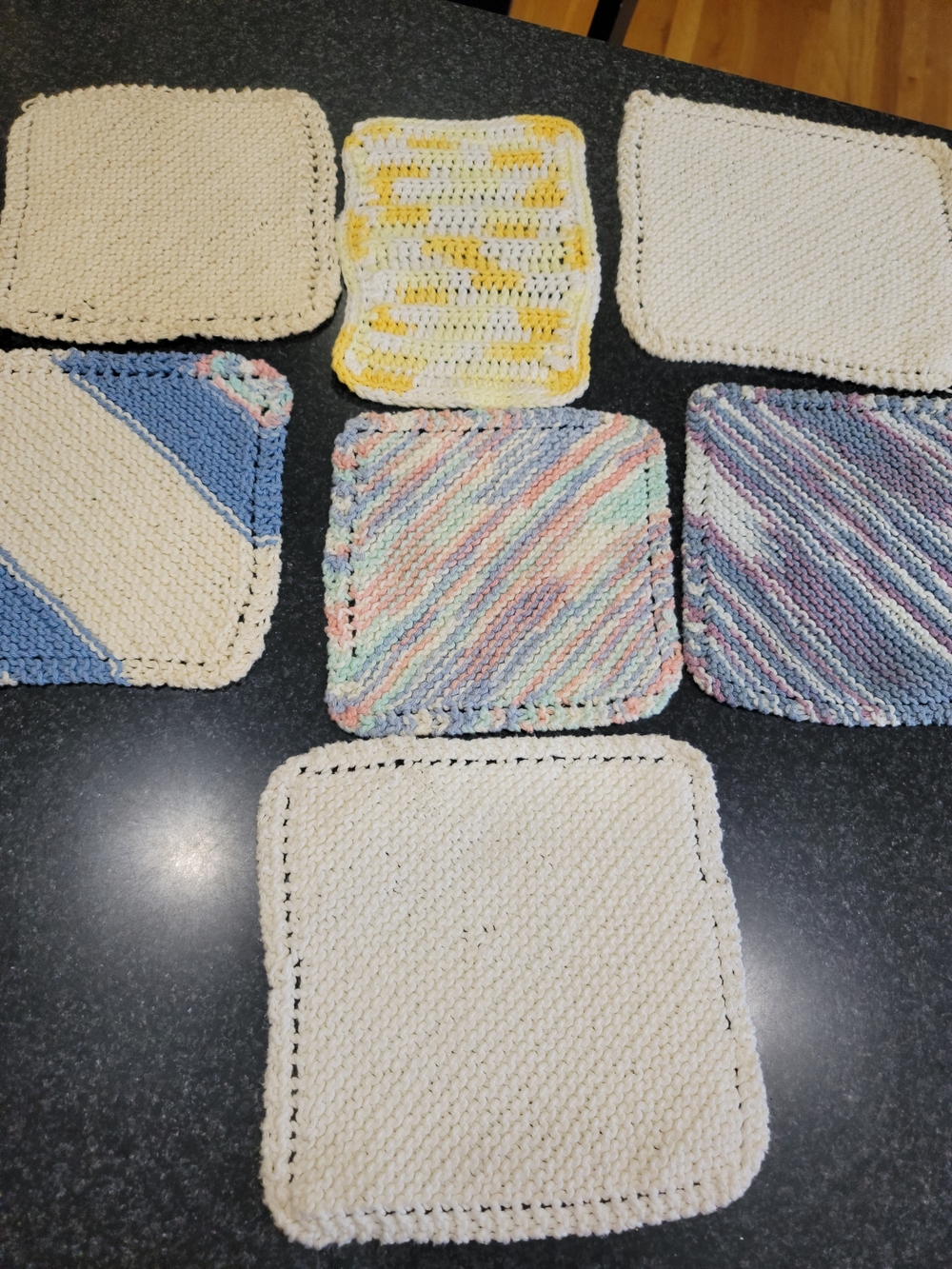 Vintage Handmade Washable Crochet Squares - Multicolor and Cream
